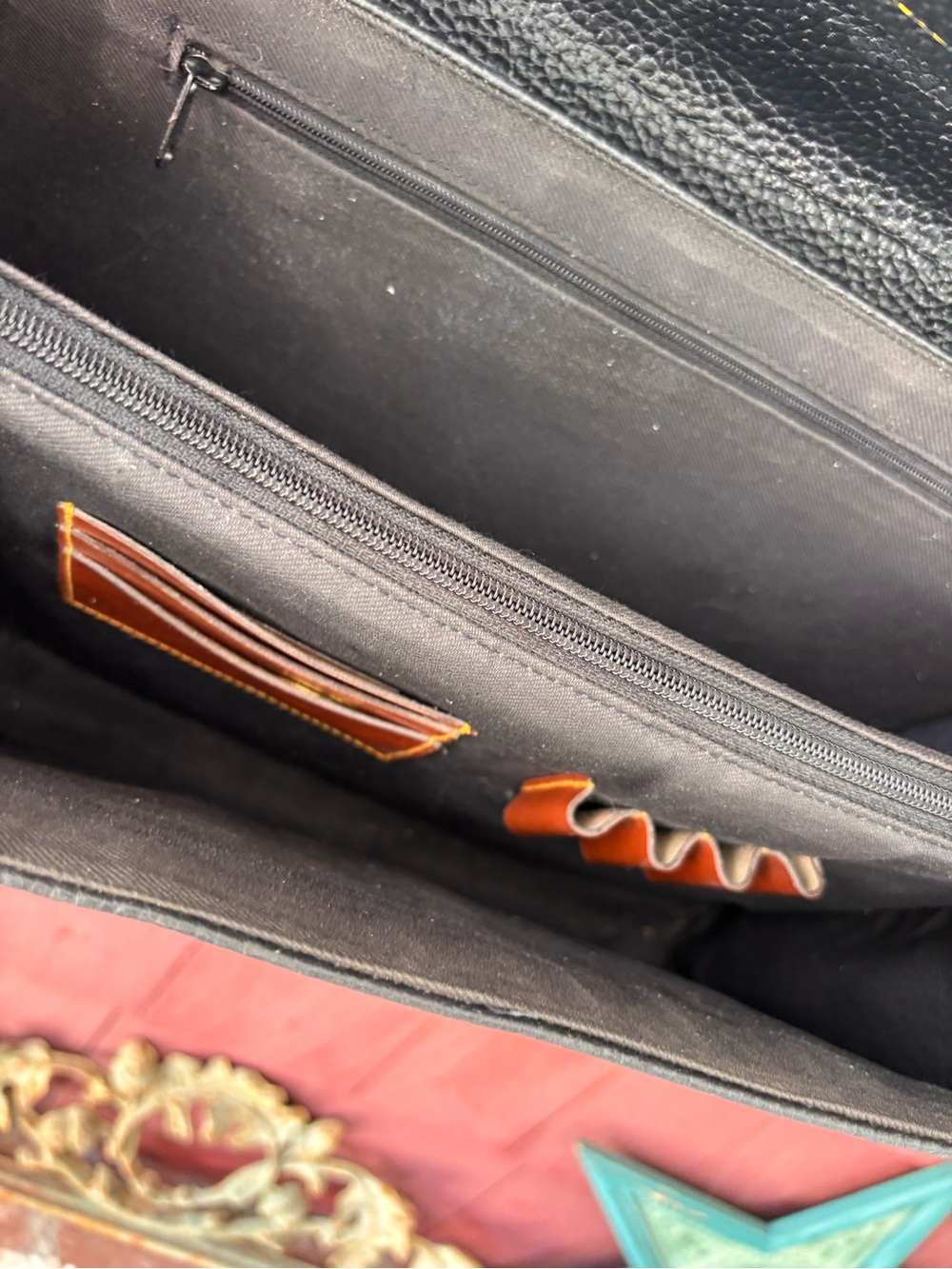 Vintage 90s Dooney & Bourke Black & Tan Leather Laptop Briefcase Shoulder Strap - Picture 11 of 16